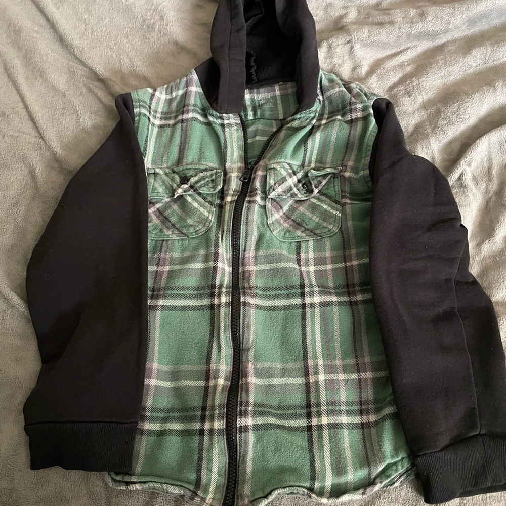 Colorful Planet Green and Black Hybrid Plaid Sweatshirt